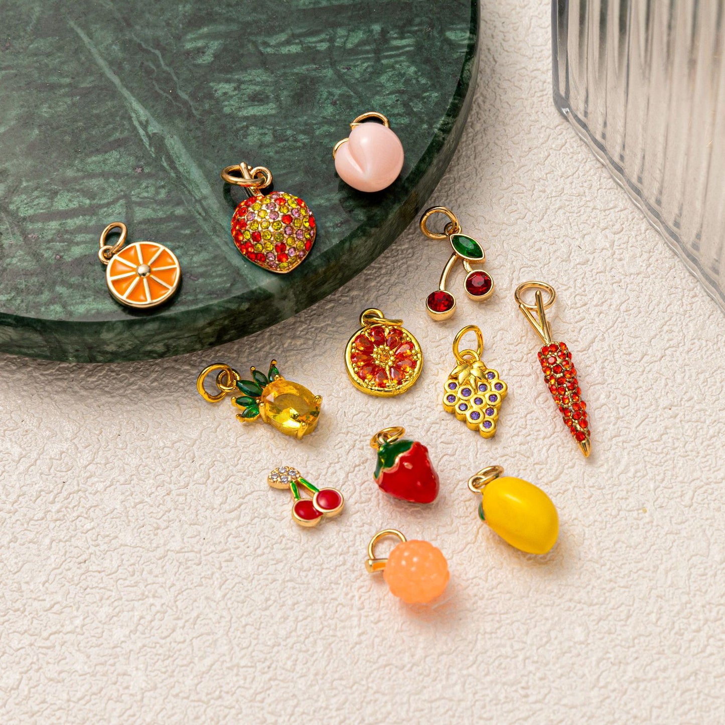 Minimalist Floral Print Brass PVD Plated Charm Bar