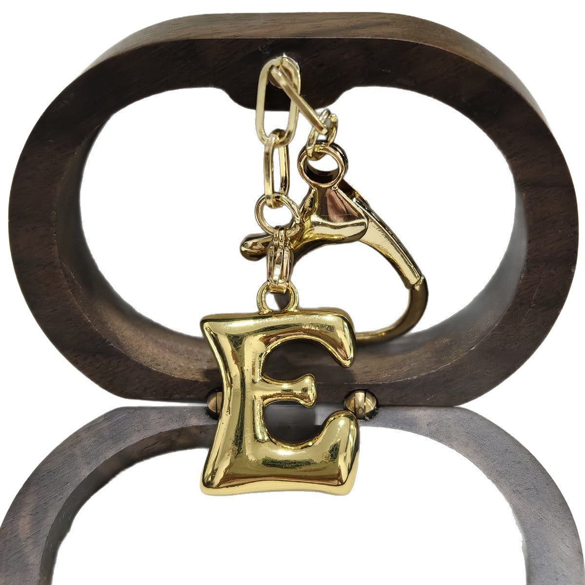 Minimalist 18K Gold Plated Letter Pendant Keychain for Brass