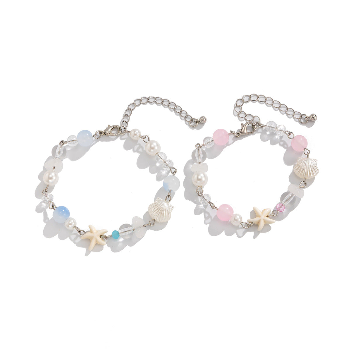 Minimalist Seashell and Starfish Tassel Bracelet in Acrylic with Handmade Craftsmanship for Women