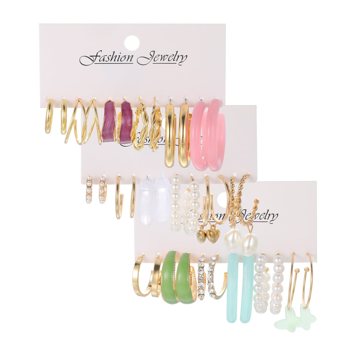 Fashion Geometric Round Gold Plated Zinc Alloy C-Shape Hoop Earrings with 925 Sterling Silver Posts