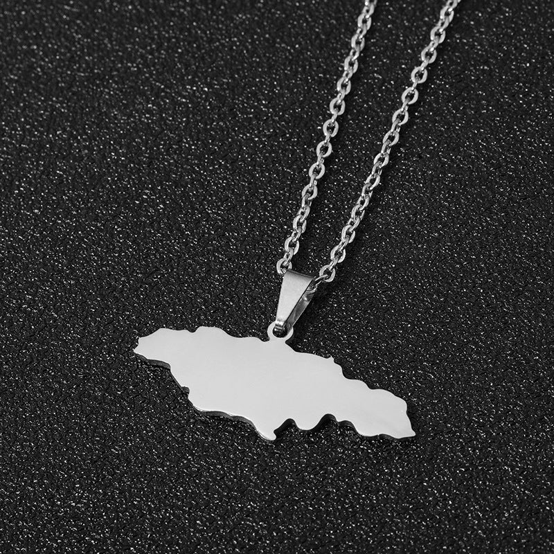 Collana con pendente geometrico in acciaio inossidabile e titanio con catena a maglie O