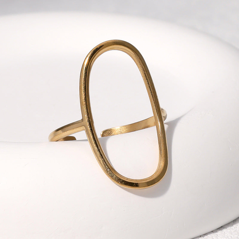 Minimalist Geometric Hollow Open Ring 18K Gold Plated Stainless Steel Fashion Jewelry for Women
