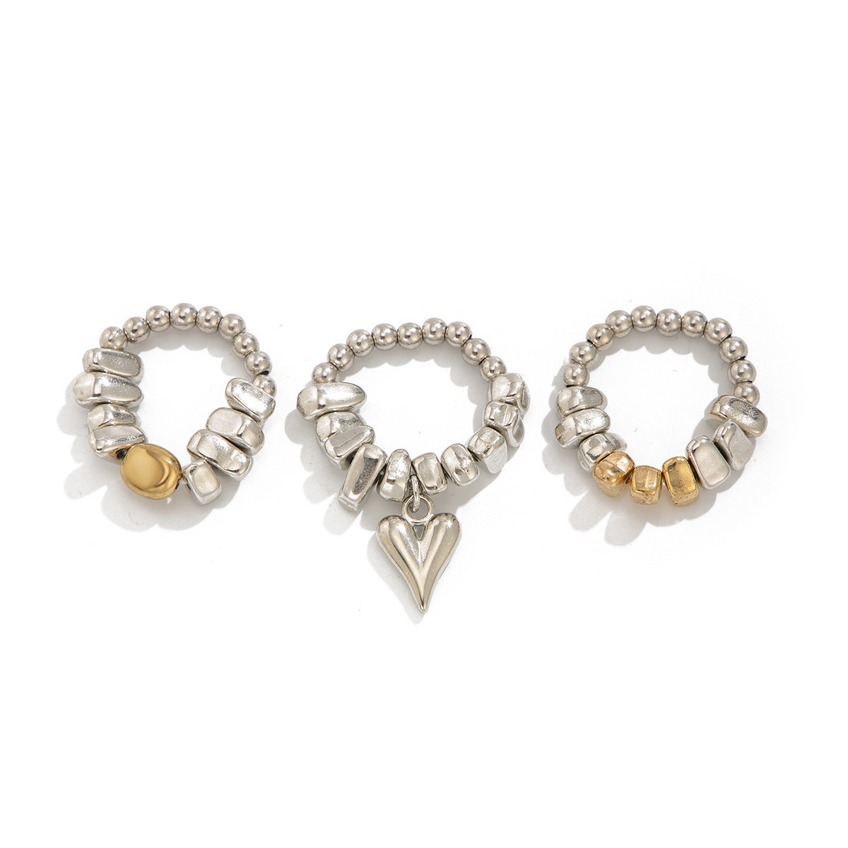 Luxury Geometric Heart Zinc Alloy Plated Pendant Necklace Irregular Beaded Clavicle Chain for Women
