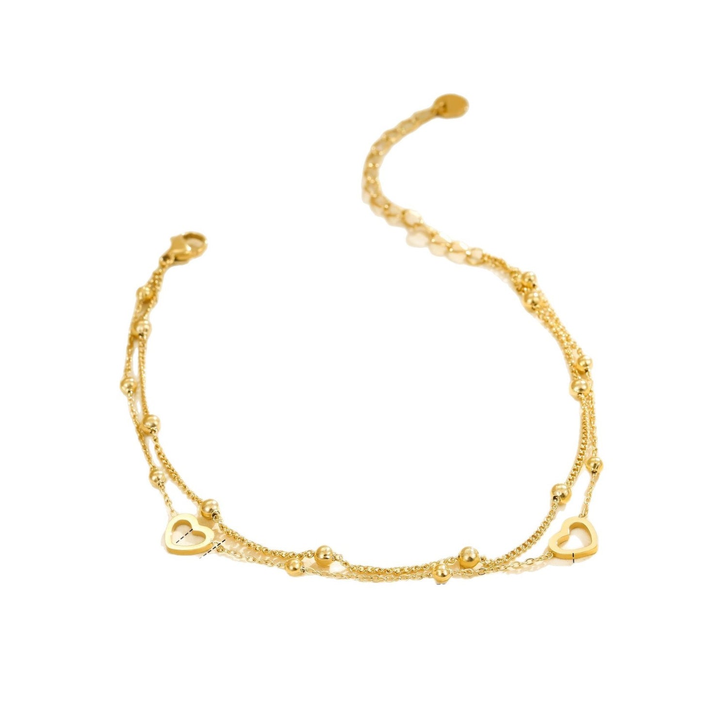 Cavigliera minimalista multistrato in acciaio inossidabile a forma di cuore da donna con design geometrico stile vacanza estiva al mare