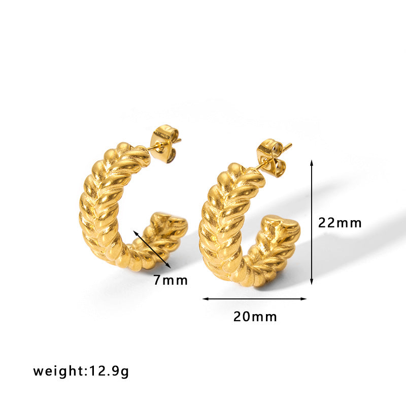 Orecchini a cerchio in acciaio inossidabile con design geometrico minimalista e placcatura, leggeri e lussuosi per donna