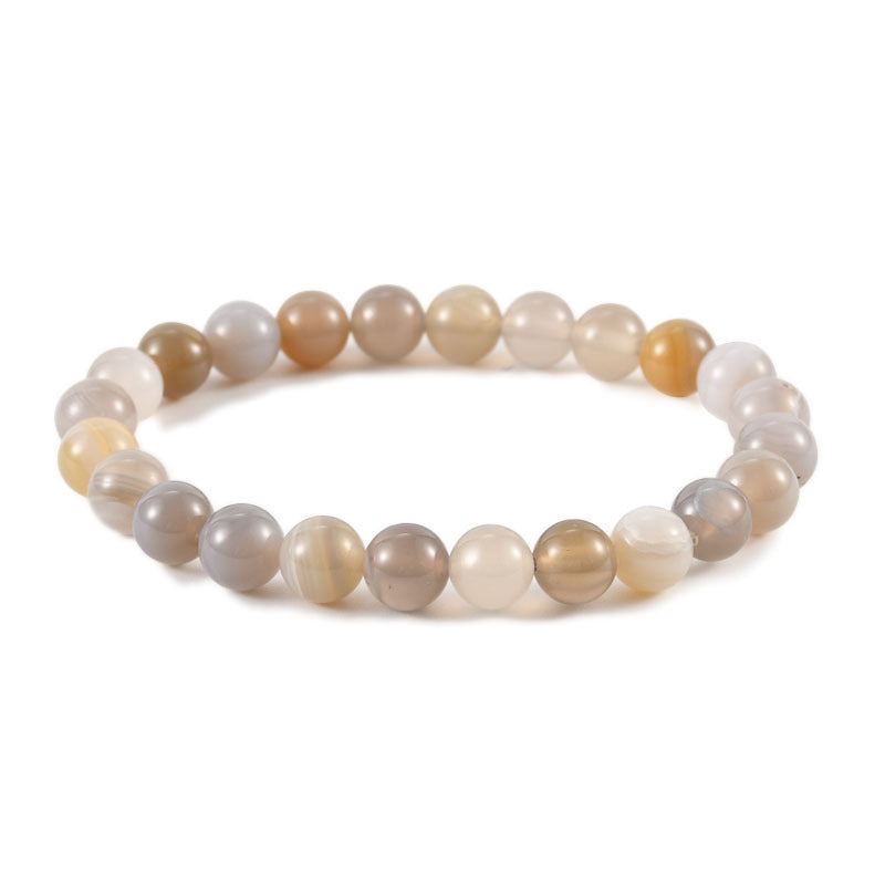 Geometric Natural Stone Agate Beaded Bracelet Unisex Handmade Jewelry