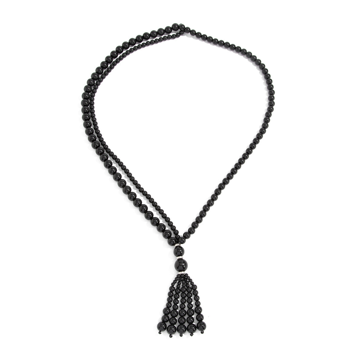 Vintage Geometric Acrylic Beaded Long Necklace with Tassel for Women
