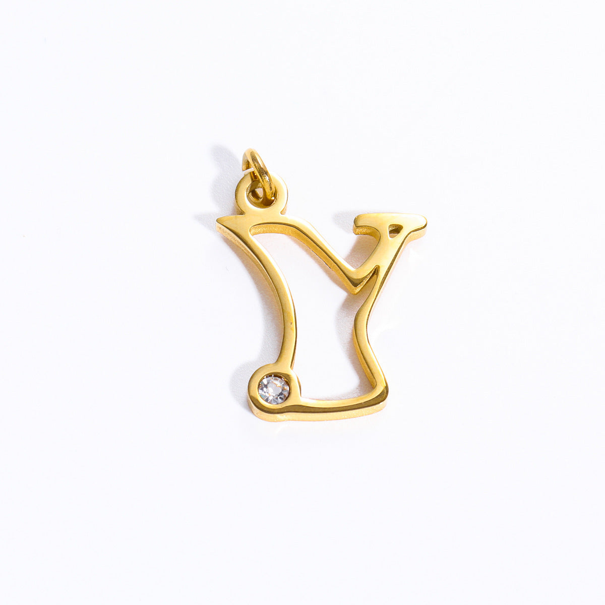 Sweet Stainless Steel Letter Pendant Necklace with Pearl and Cubic Zirconia