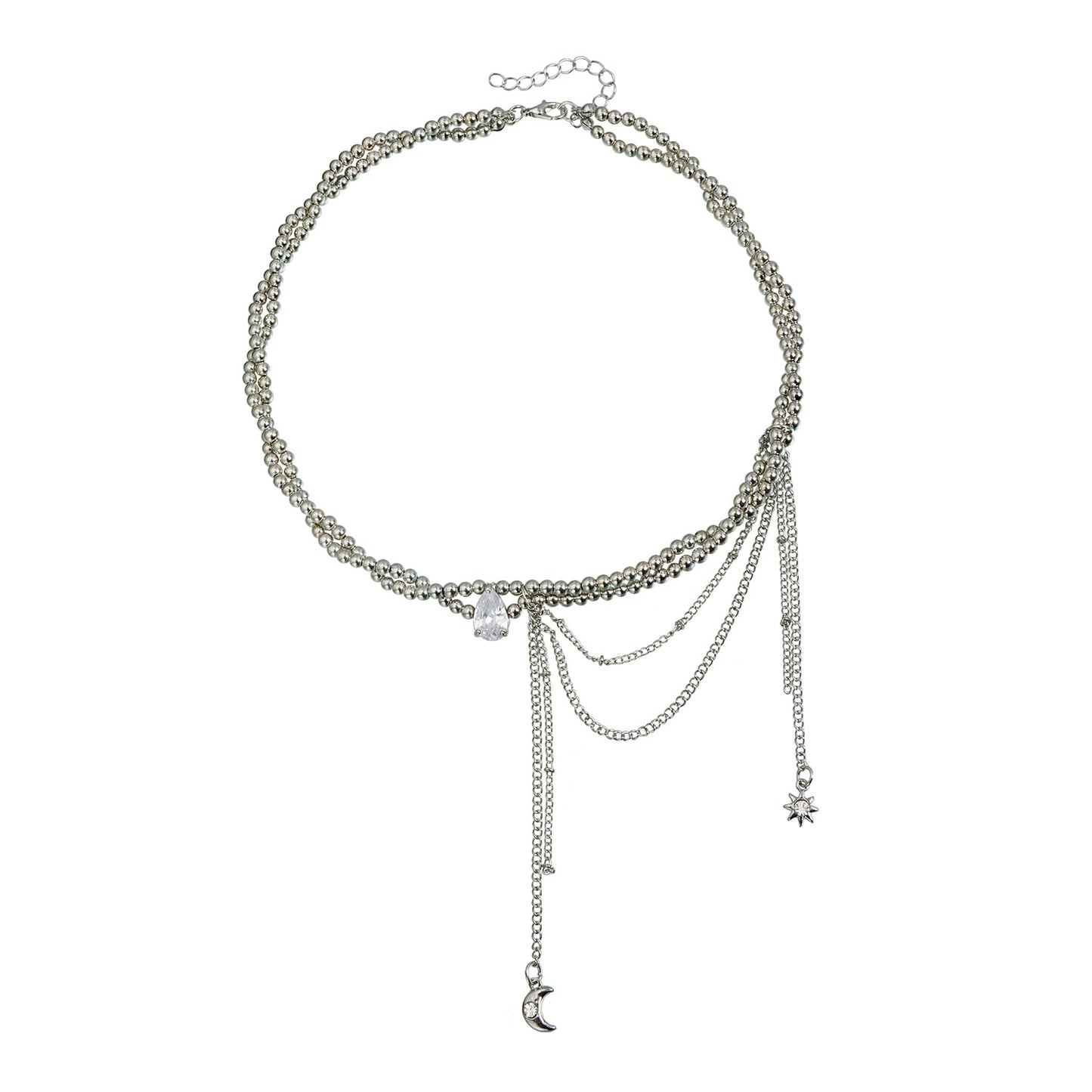Elegant Teardrop Geometric Heart Alloy Plated Necklace with Tassel for Women