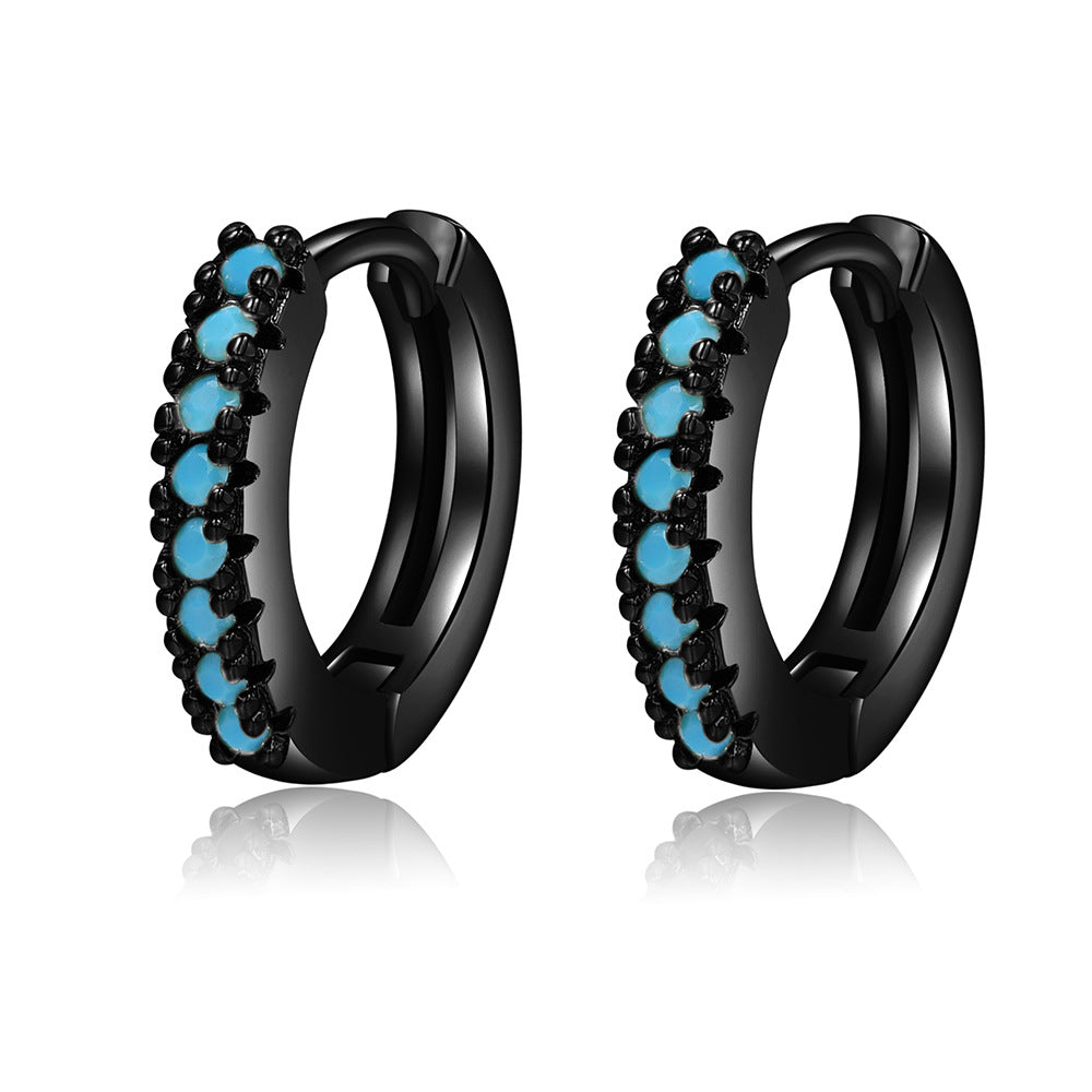 Minimalist Geometric Round Micro-Paved Cubic Zirconia Brass Hoop Earrings