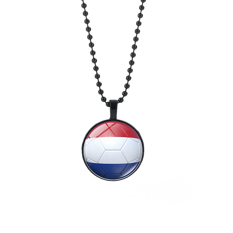 Collana Unisex Casual con Pendente Rotondo Geometrico di Cristallo e Catena a Sfera Placcata in Lega