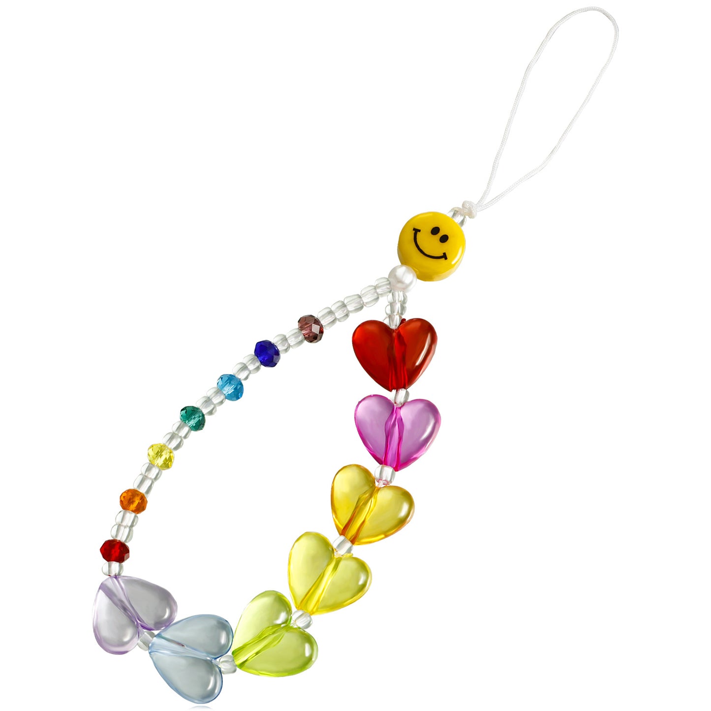 Minimalist Heart Floral Acrylic Plated Charm Bar Phone Strap