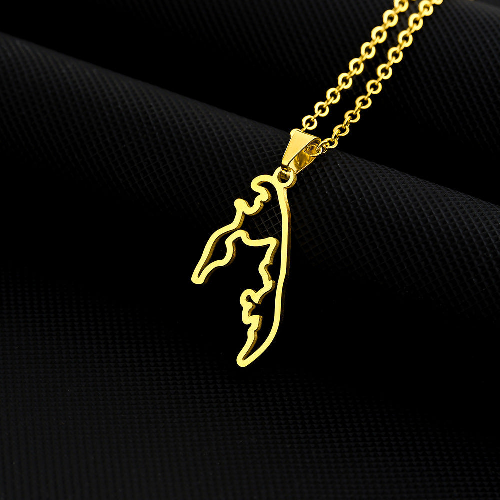 Collana con Pendente Geometrico Etnico in Acciaio Inossidabile con Ciondolo in Acciaio al Titanio, Finitura Galvanizzata, Maglia O-Chain, Design Unisex