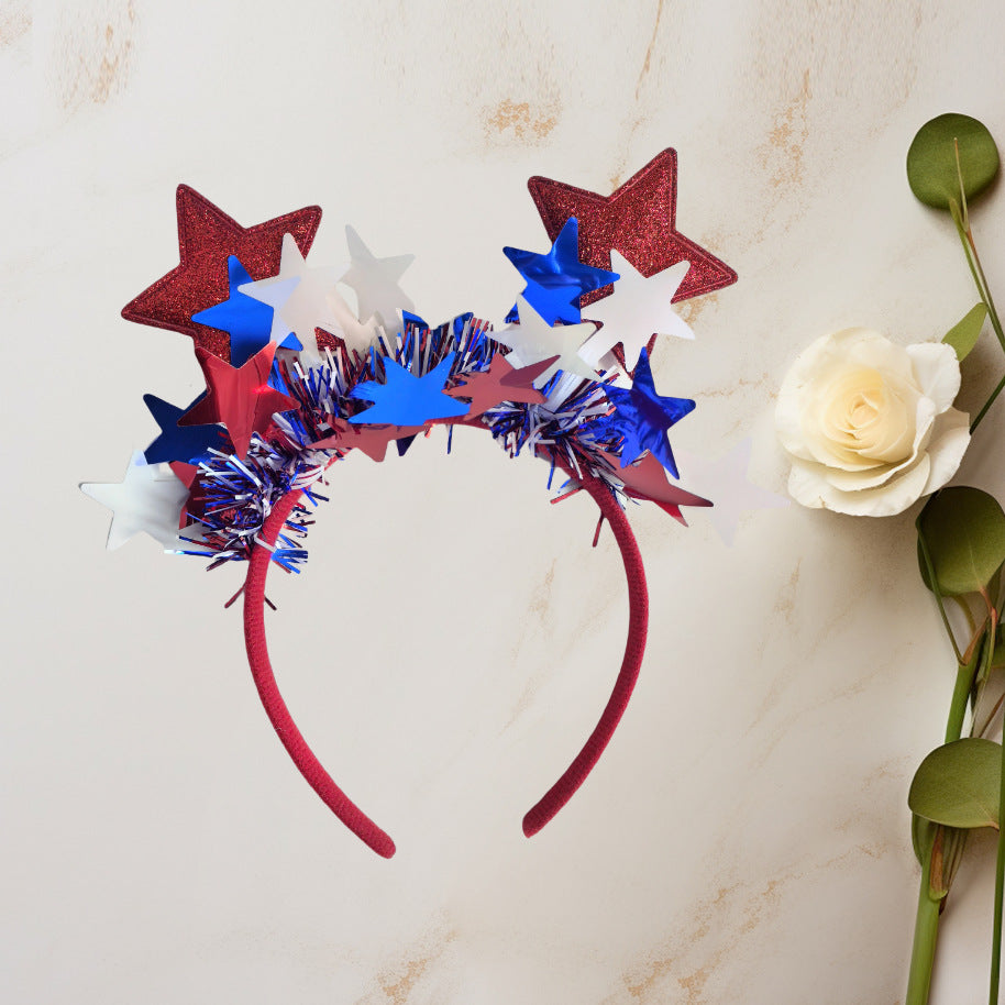 Patriotic Star Fabric Headband for Independence Day Party Unisex Hair Hoop