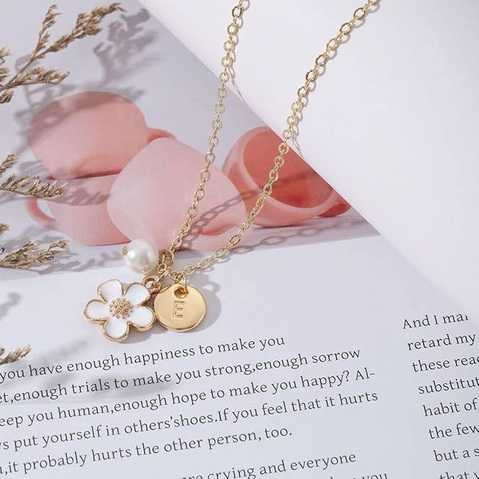 Elegant Letter Pendant Stainless Steel Cable Chain Necklace Unisex Alloy Charm