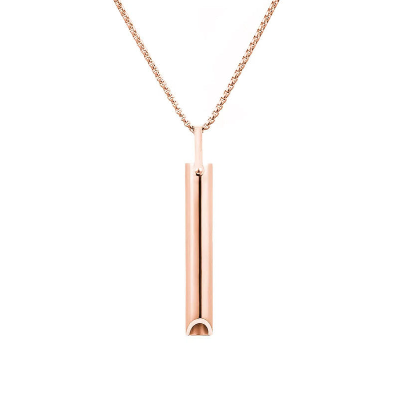 Natural Style Geometric Stainless Steel Pendant Necklace with Titanium Steel Charm and Plated Finish for Mindfulness Breathing and Stress Relief