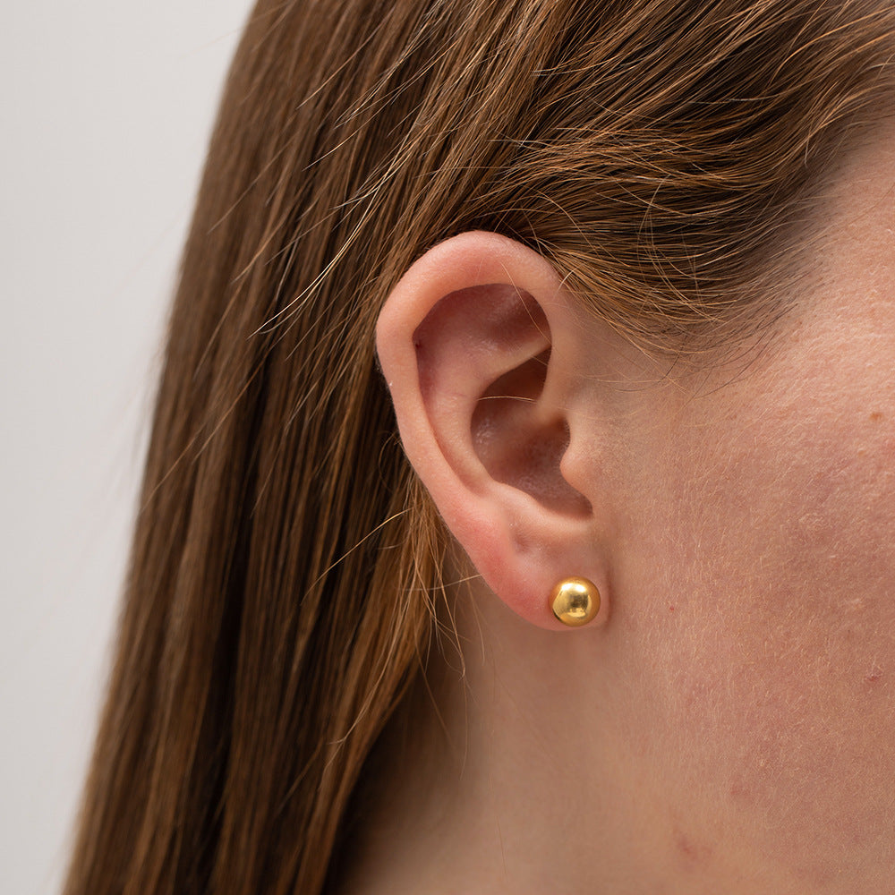 Pendientes de Acero Inoxidable Geométricos Estilo INS con Baño de Oro de 18K, Aretes Redondos, Joyería Femenina Versátil y a la Moda