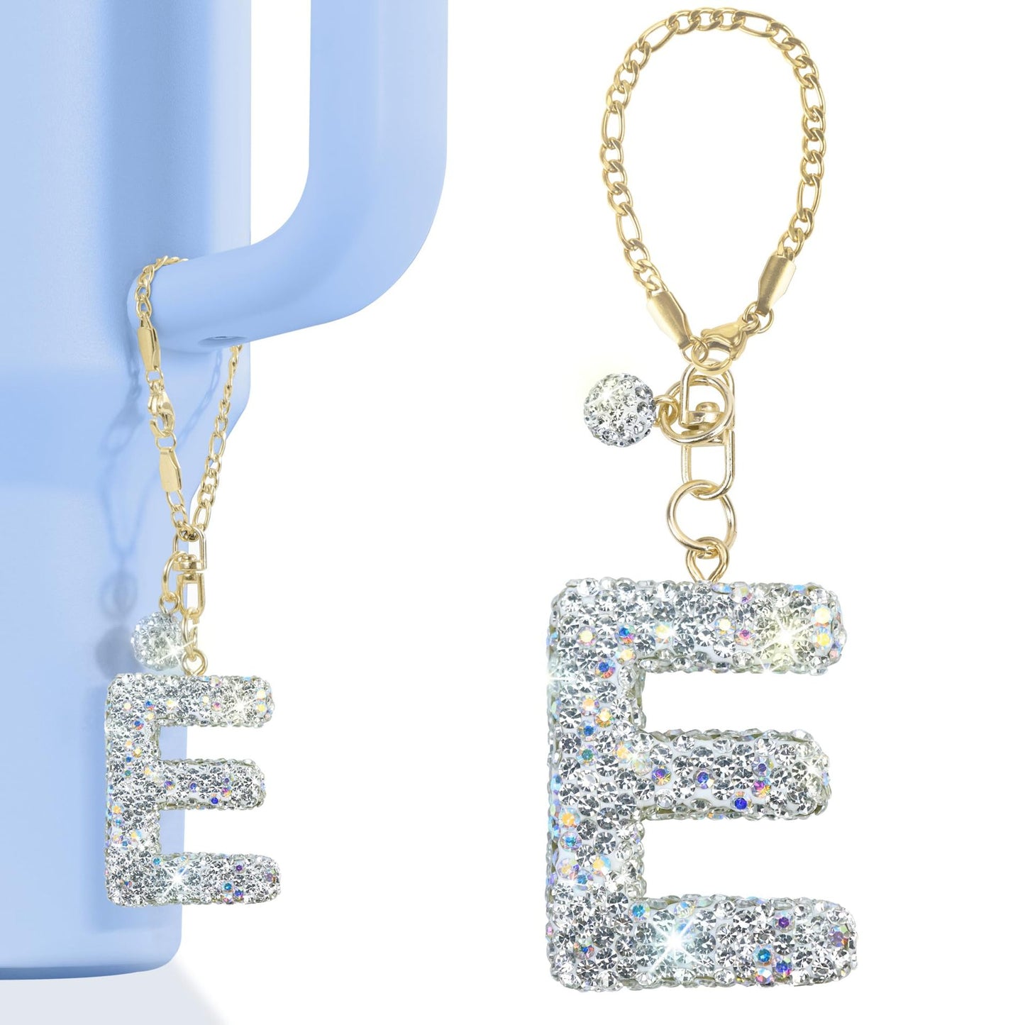 Rhinestone Inlaid Letter Resin Charm Bar