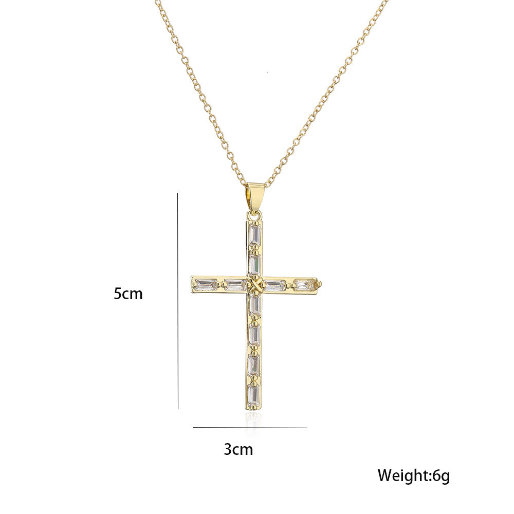 Vintage 18K Gold Plated Geometric Cubic Zirconia Pendant Necklace for Women