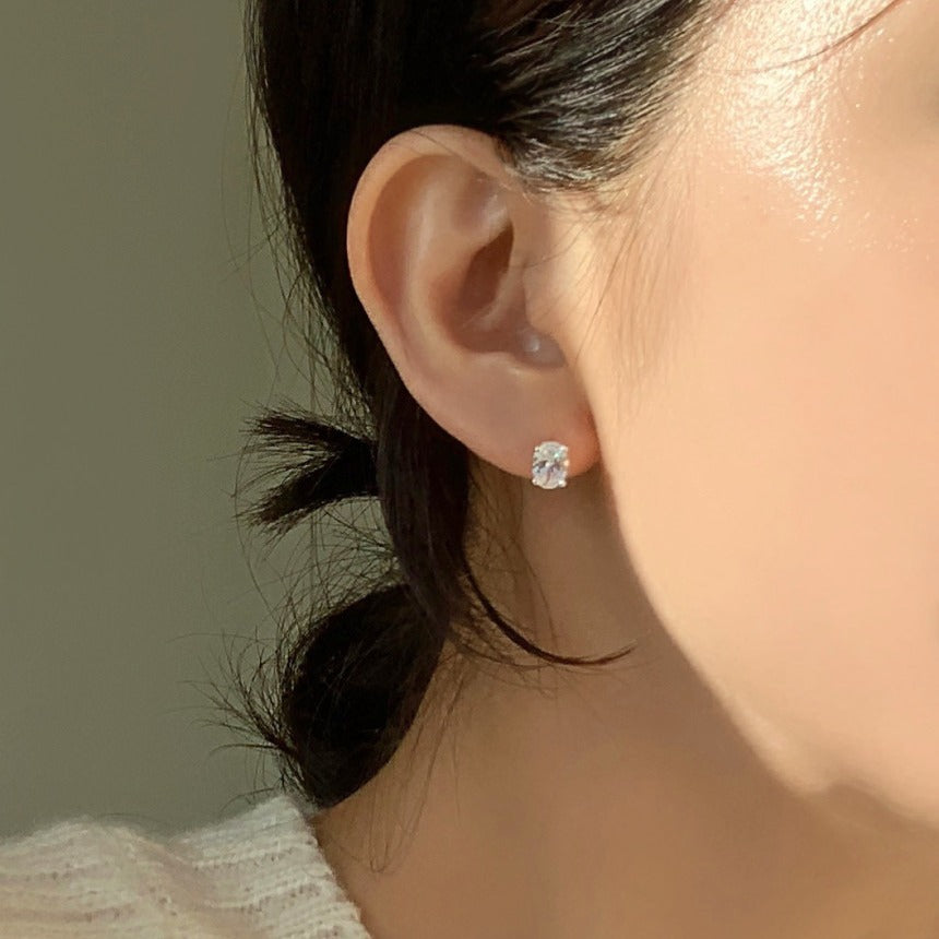 Minimalist Letter-Shaped 925 Sterling Silver Stud Earrings with Gold Plating, Asymmetrical Double-Hoop Design