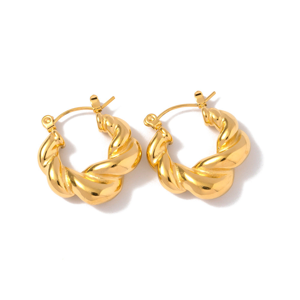 Orecchini a Cerchio Geometrici Minimalisti di Lusso in Acciaio Inossidabile Placcato Oro 18K da Donna