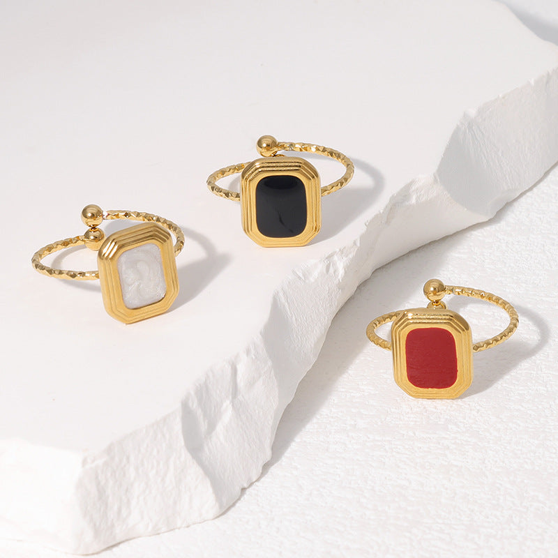 Minimalist Square Stainless Steel Ring with Plating Finish for Women Geometric Fashion Accessory