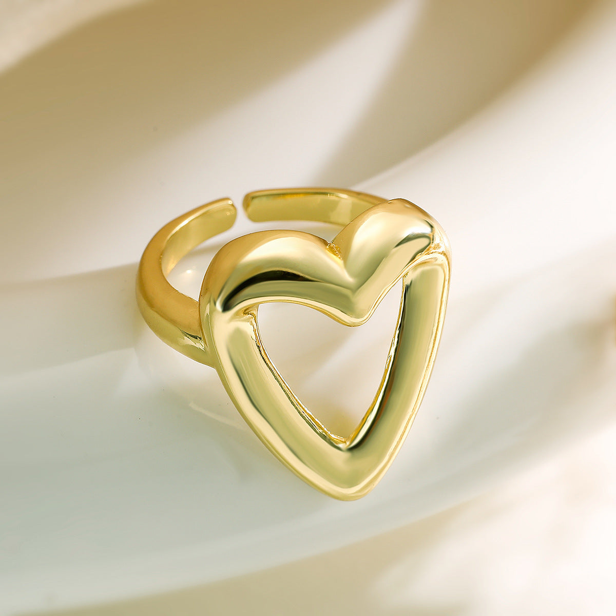 Minimalist Irregular Geometric Open Ring for Women in Copper with Plated Finish