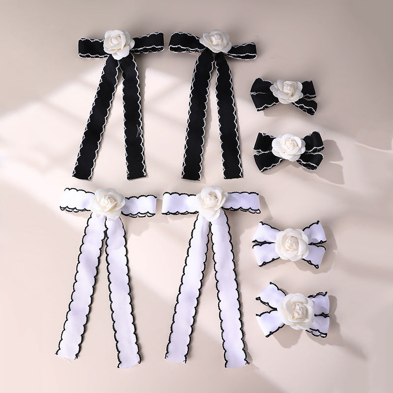 Natural Style Bow-Shaped Hair Clip for Girls with Ruffled and Mesh Details, Fabric Construction, Spring Clip Closure