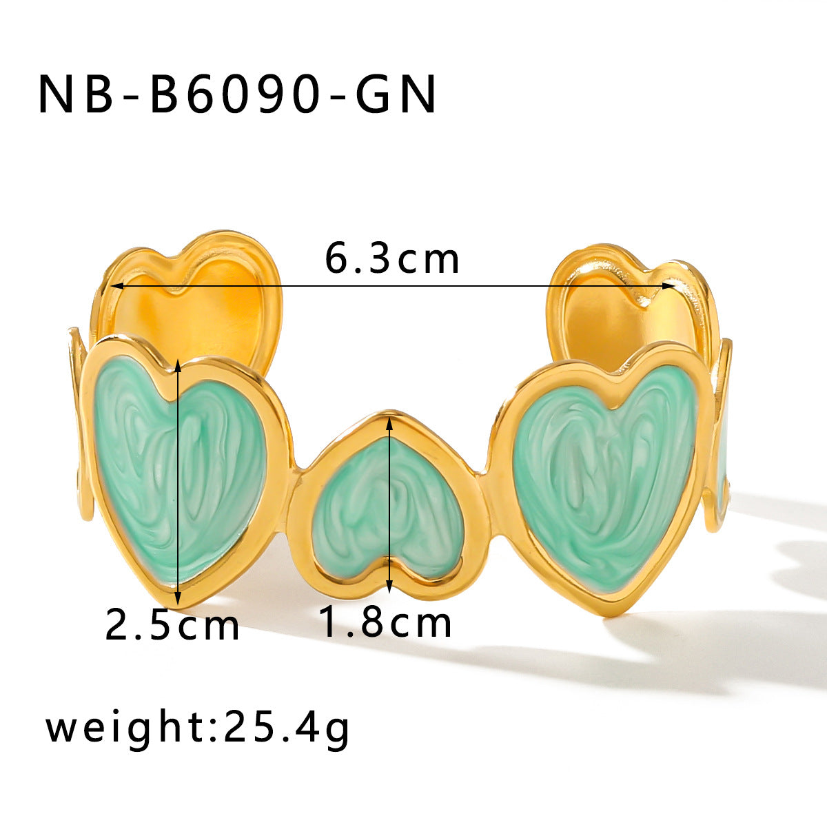 Bracciale Minimalista da Donna in Acciaio al Titanio Smaltato a Forma di Cuore con Finitura Colorata Placcata