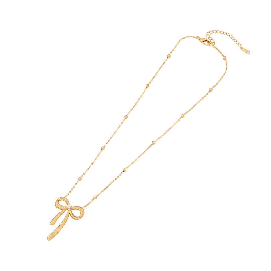 Fashionable Bow-Shaped Stainless Steel Necklace with Plated Finish for Women O-Chain Pendant Jewelry