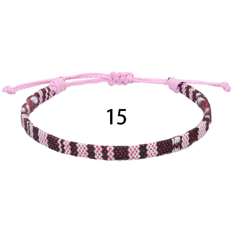 Bohemian Rainbow Braided Cotton Linen Anklet Unisex Adjustable Foot Jewelry
