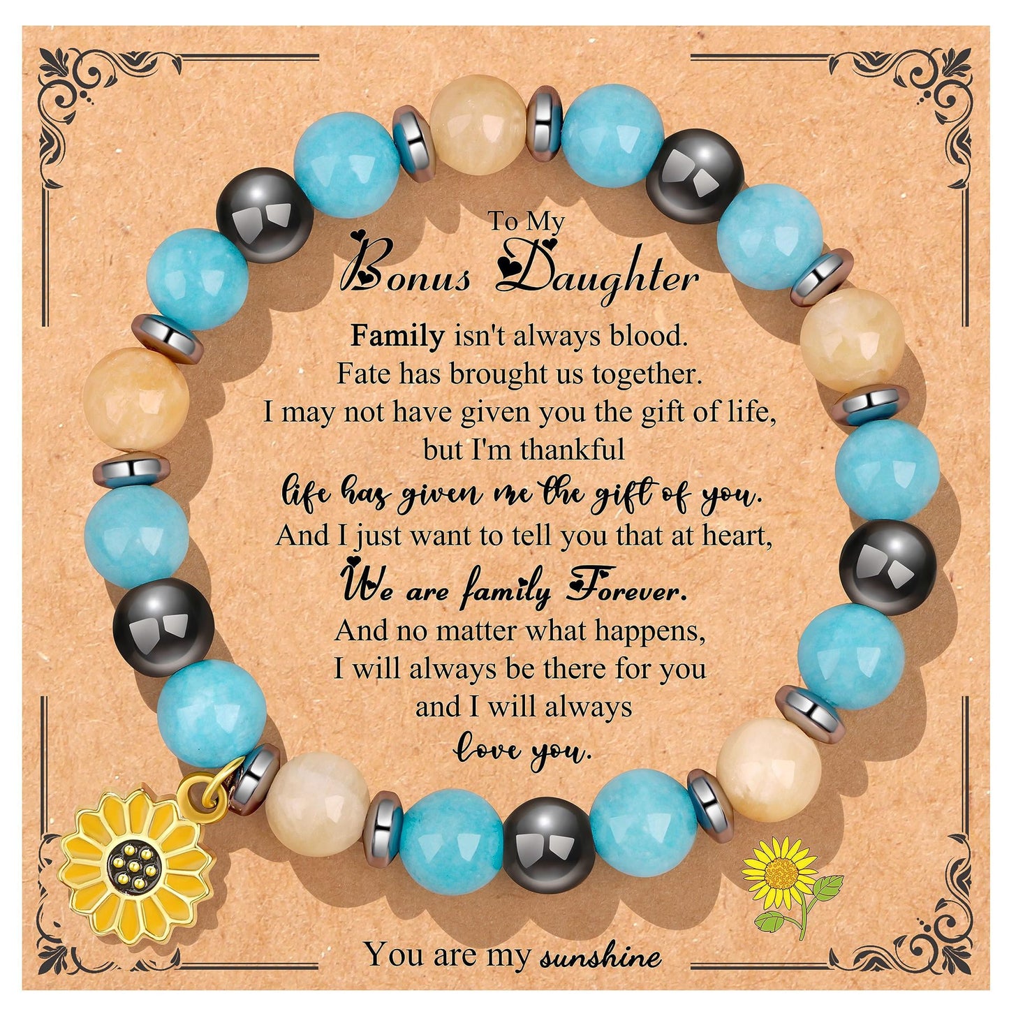 Sweet Floral Sunflower Gemstone Charm Bracelet for Women