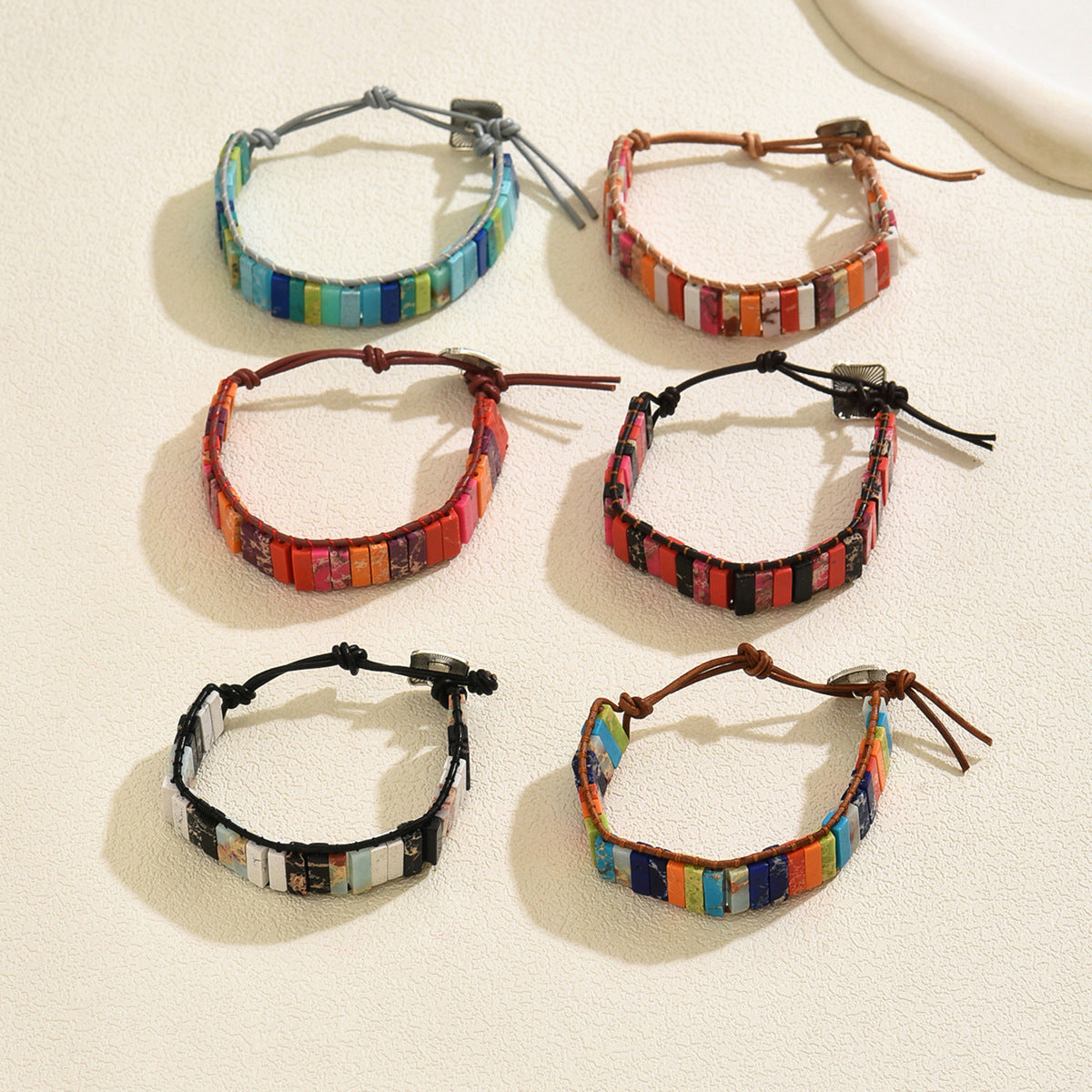 Geometric Style Women's Bracelet with Natural Stone Beads and Woven Design for Everyday Wear