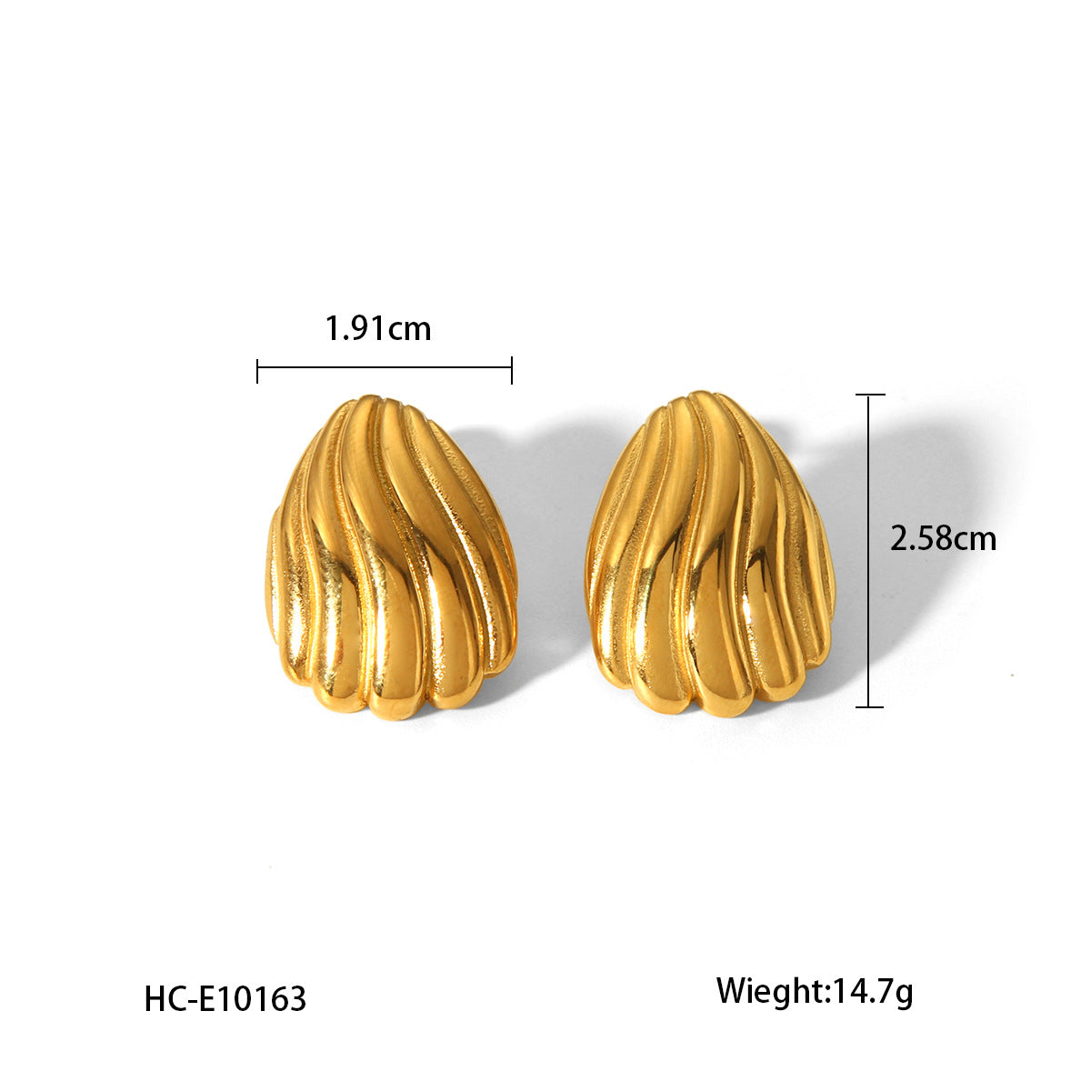 Minimalist 18K Gold Plated Stainless Steel Geometric Stripe Stud Earrings for Women