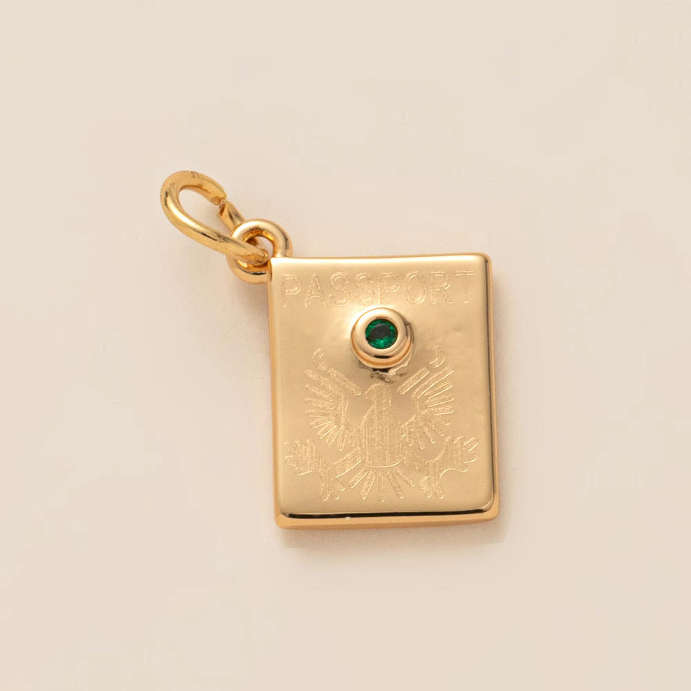 Minimalist Luxury 18K Gold Plated Brass Cubic Zirconia Letter Geometric Pendant Necklace for Unisex