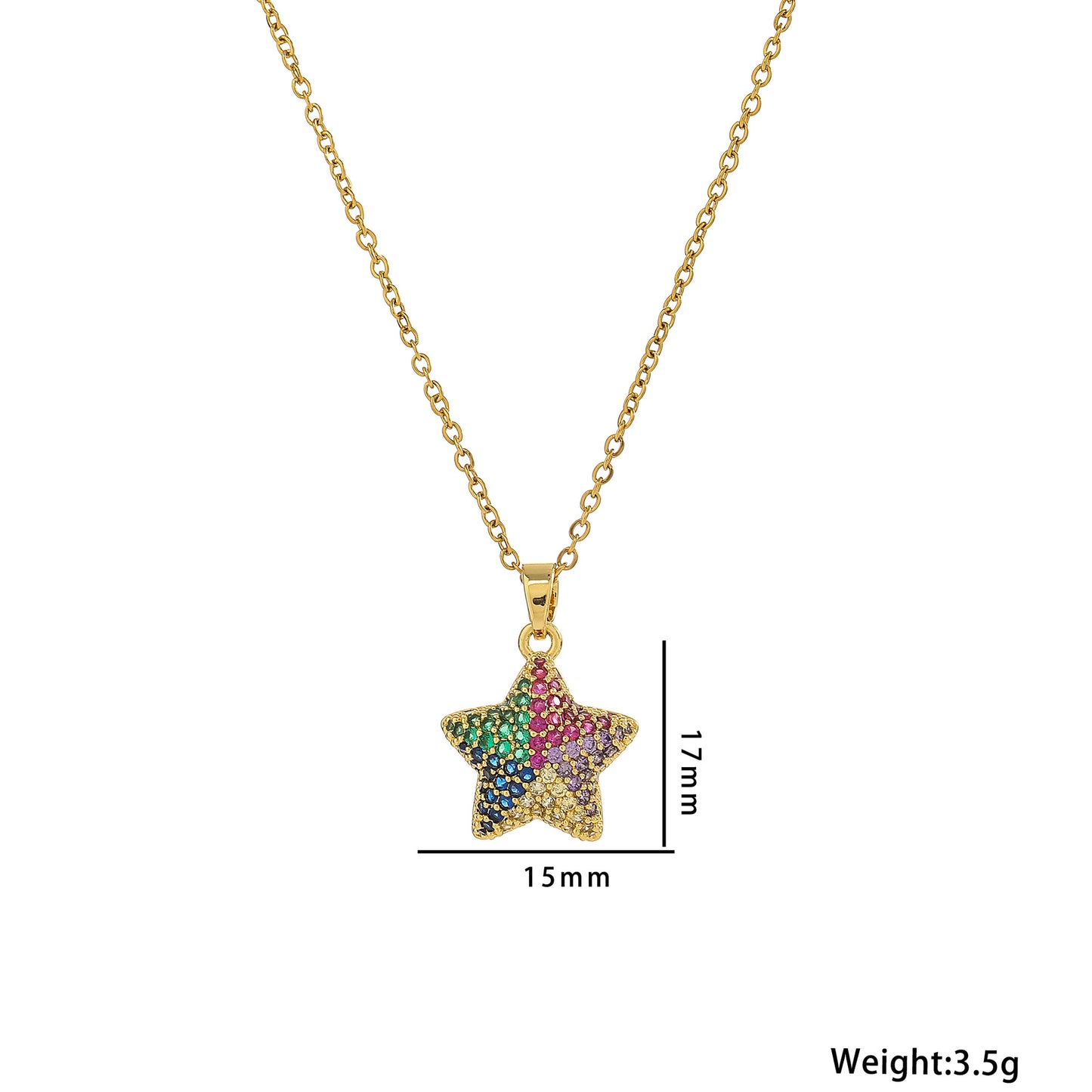 Minimalist Five-Pointed Star Pendant Necklace for Women Titanium Steel with Rhinestone Inlay Gold Plated O-Chain