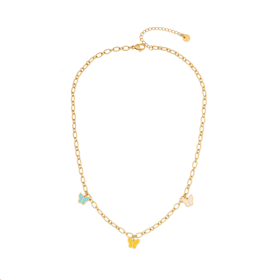 Collana da Donna con Ciondolo a Farfalla Trendy in Acciaio Inox e Finitura Smaltata