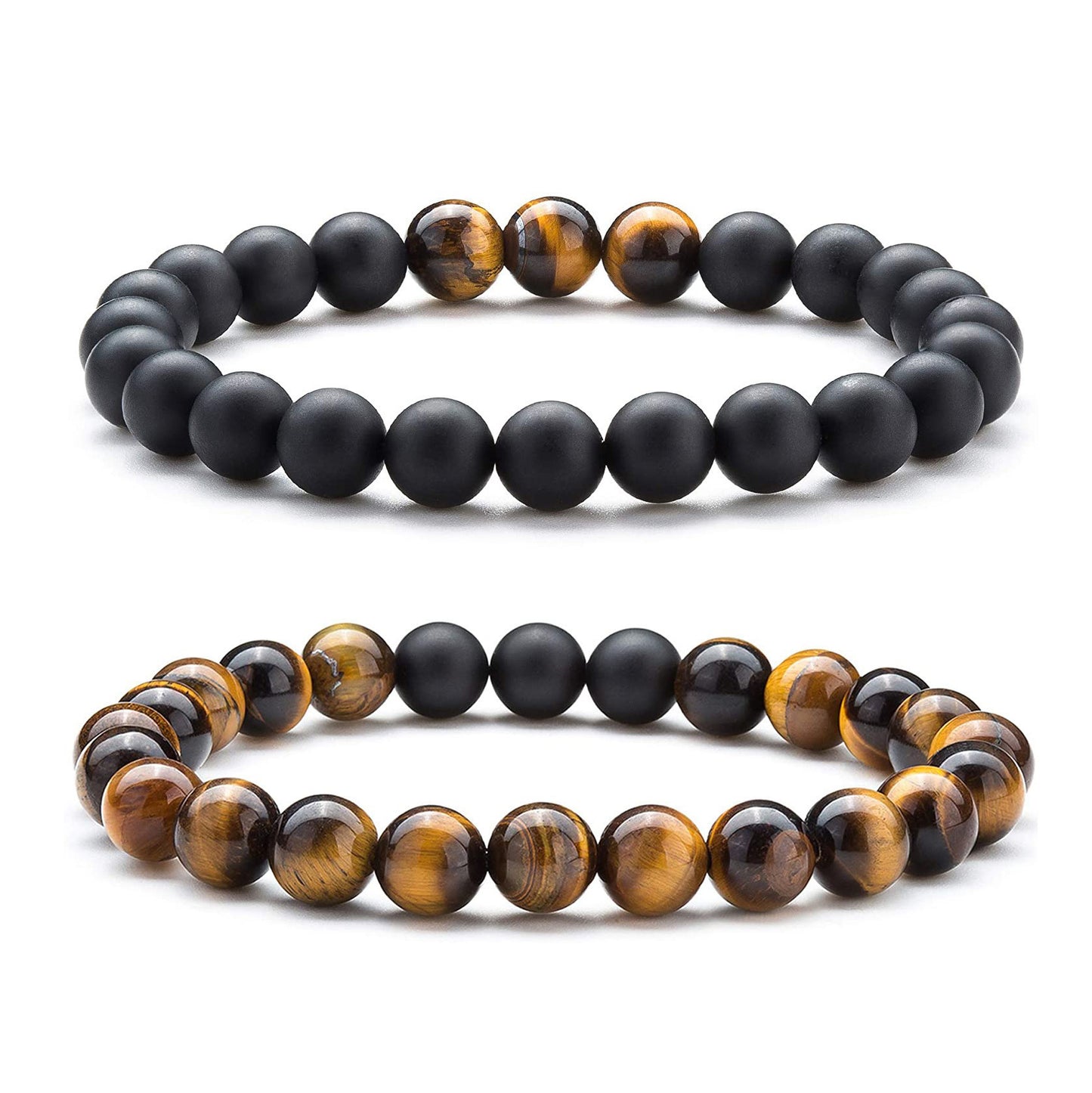 Natural Agate Geometric Beaded Bracelet Set Unisex Casual Handmade Stone Jewelry