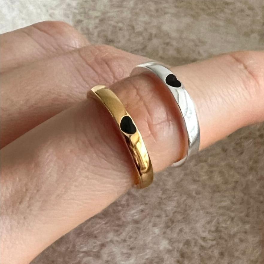 Minimalist Heart-Shaped S925 Sterling Silver Ring with Geometric Design for Women
