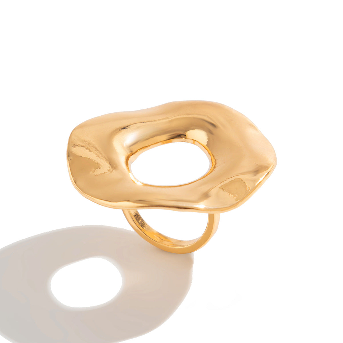 Anillo Abierto Geométrico Minimalista con Nudo para Mujer en Aleación con Acabado Chapado