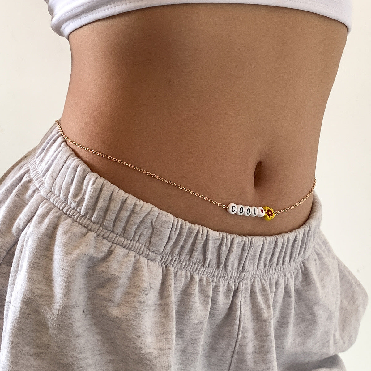 Minimalist Acrylic Floral Letter Body Chain for Women
