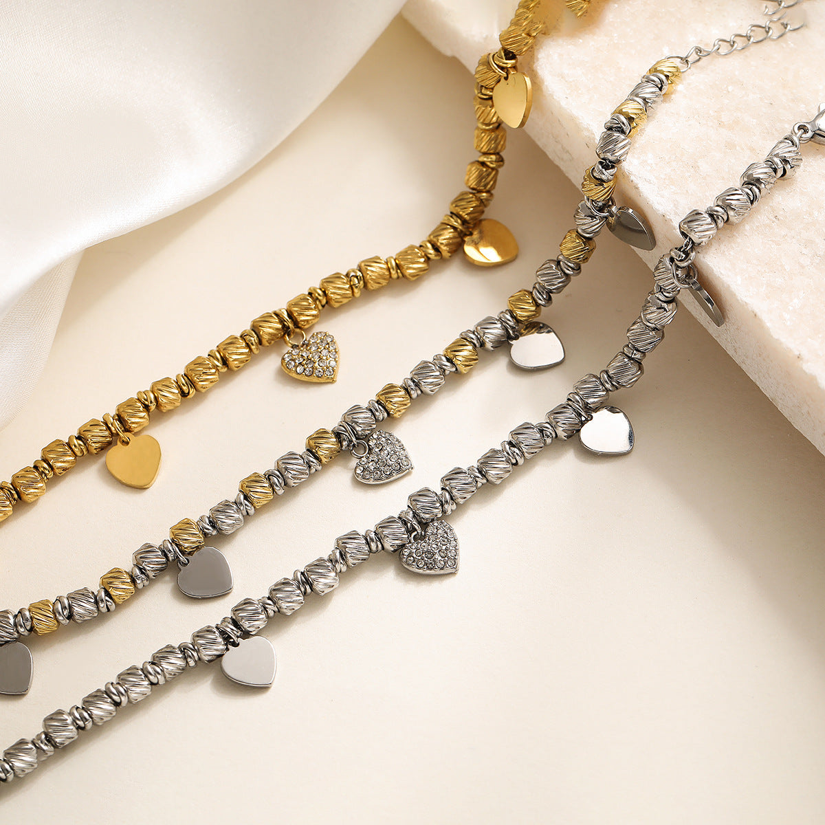 Punk Style Geometric Stainless Steel Bracelet with 18K Gold Plating for Women