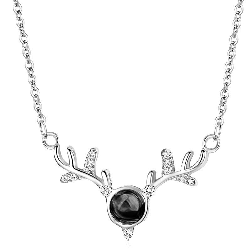 Collana Corno di Cervo Catena Sottile Ramata Ciondolo Minimalista Regalo Festivo di Natale