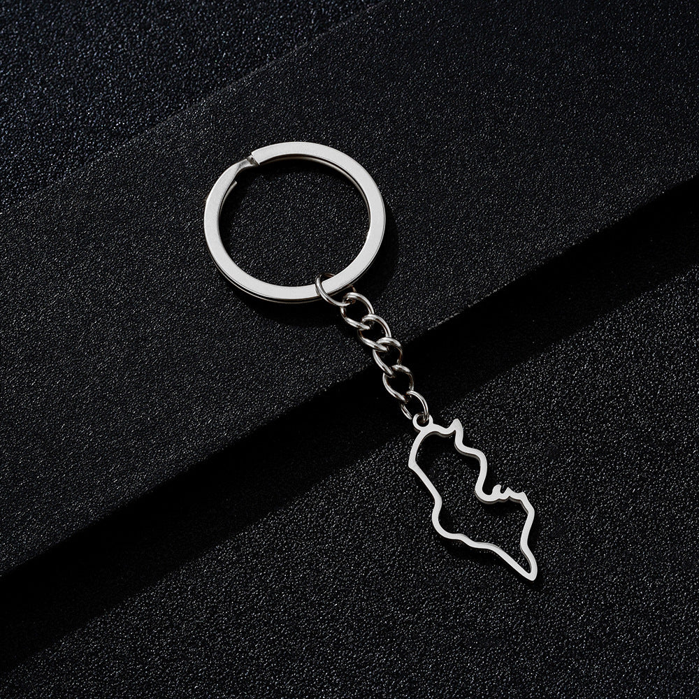 Colgante de llave tunecina minimalista de acero inoxidable con diseño calado para hombres y mujeres