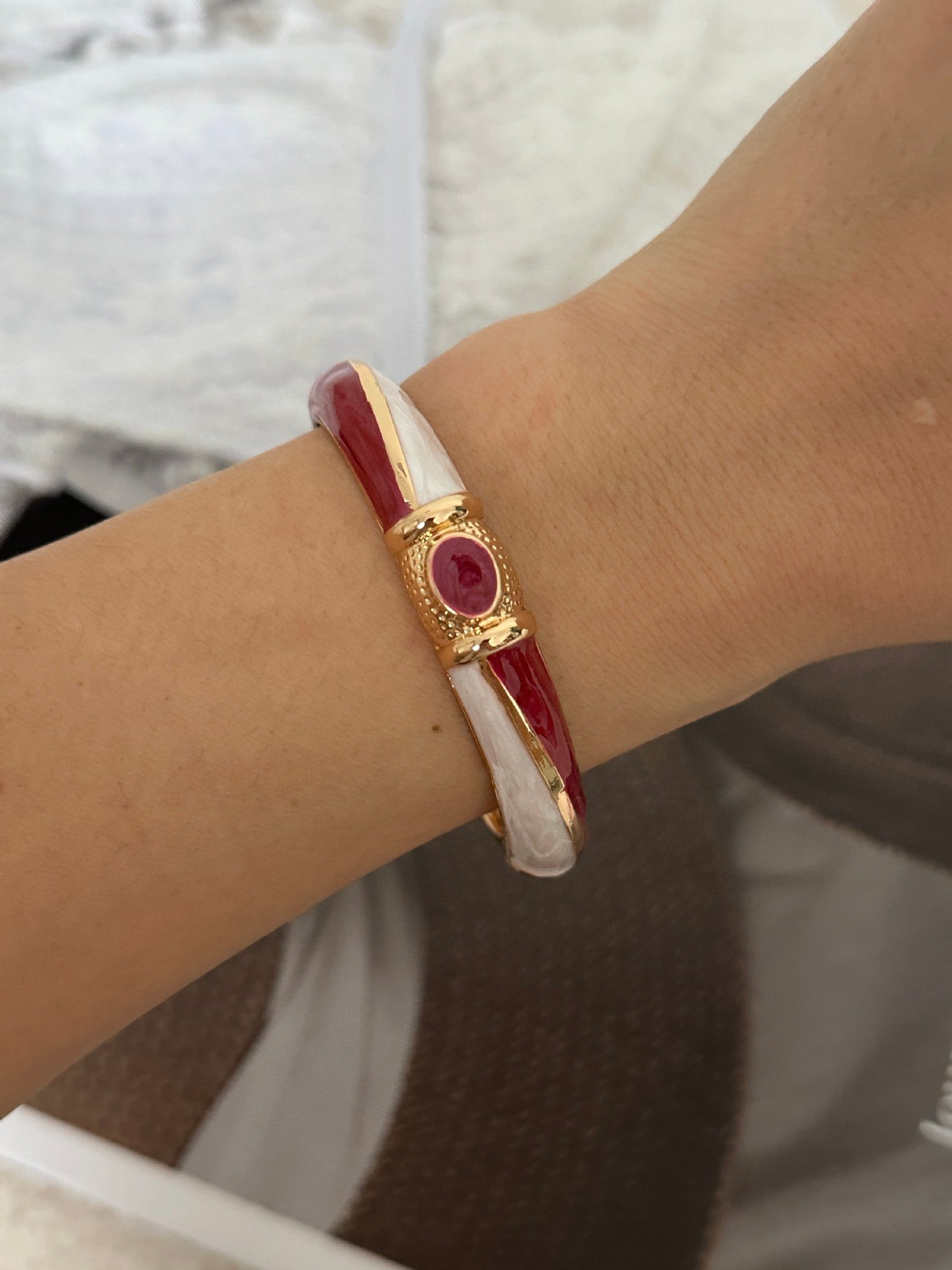Colorful Geometric Checkered Drip Oil Plated Alloy Open Cuff Bracelet