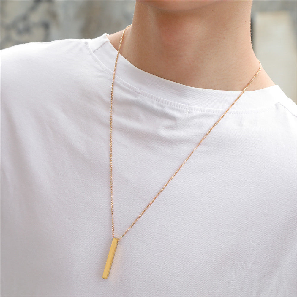 Minimalist Hip-hop Geometric Titanium Steel Plated Alloy Pendant Box Chain Necklace