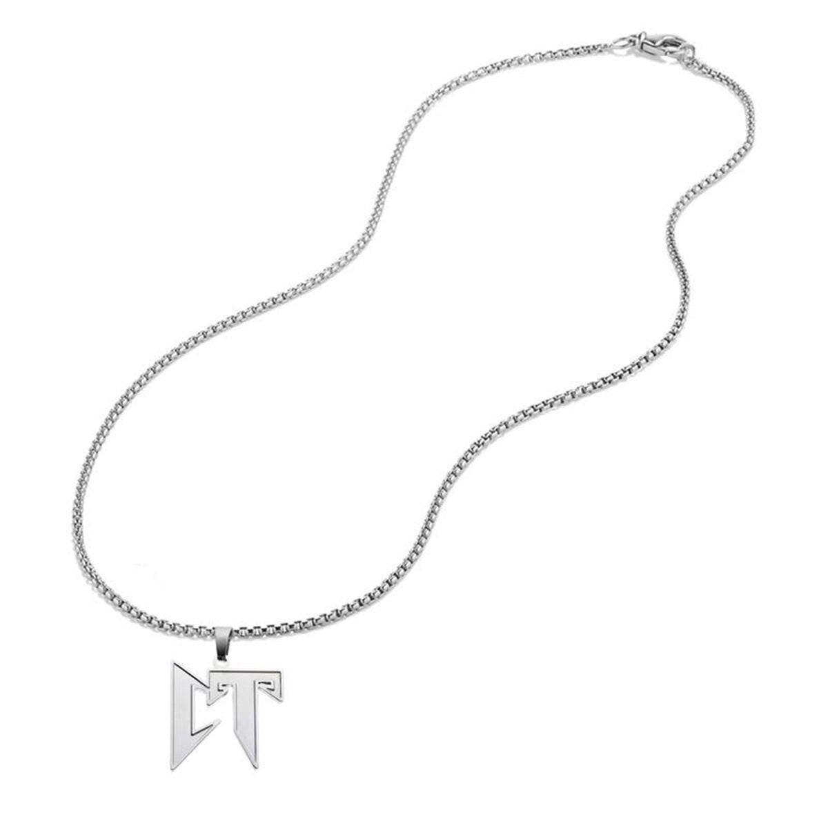 Minimalist Geometric Stainless Steel Pendant Necklace with Plated Titanium Steel Charm and Square Pearl Chain