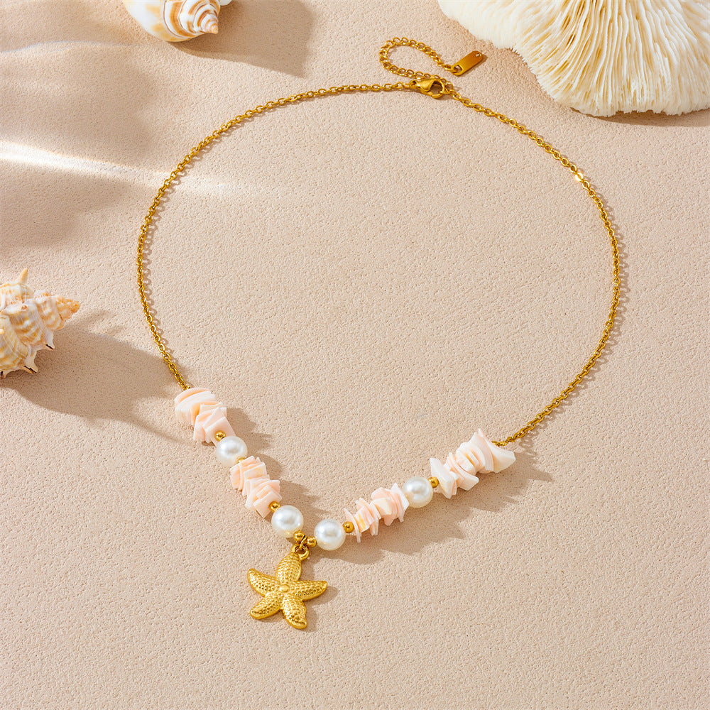 Bohemian Elegant Star Stainless Steel Plated Pendant Necklace for Women