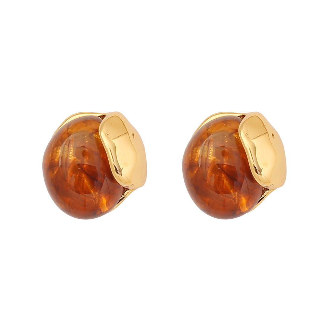 Fashionable Geometric Oval Resin Earrings in Stainless Steel with Plated Finish for Women
