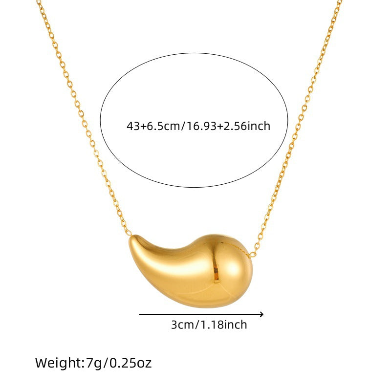 Luxury Fashion Plated Stainless Steel Droplet Heart Bell Pendant Necklace Earrings Bracelet Set for Women
